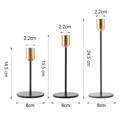 China Morden Wholesale Metal Candlestick Candle Holder Decoration Golden Pillar Candle Holder Set For Wedding for sale