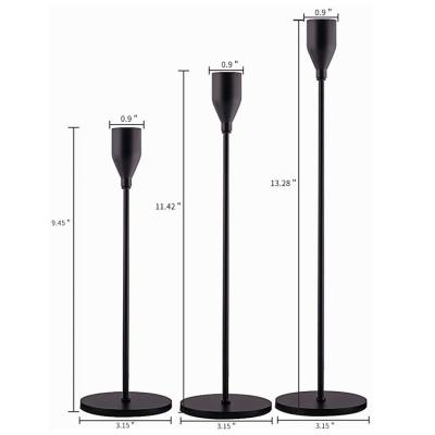 China Home Decoration Metal Tall Candlestick Taper White Rose Gold Matt Black Candle Holders Decorative For Wedding for sale