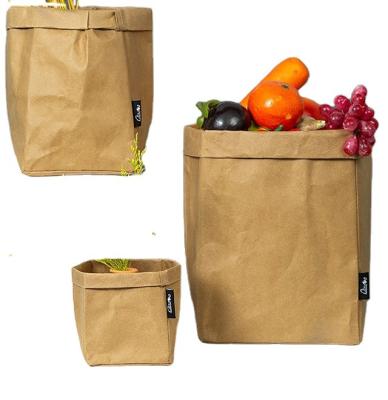 China Sustainable Recyclable Custom Washable Storage Bag Flower Pot Kraft Paper Storage Bag Kitchen Storage Bag for sale