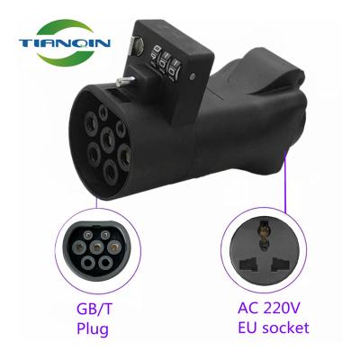 China Convert Type 1 Plug To EU Plug GBT To Universal AC EU Plug Adapter EVSE Car Charger Connector Chinese EV Charging 220V To 16A Adapter for sale