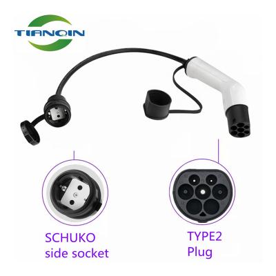 China 16A Electric Car Type - 2 Side Charging Socket To Schuko Socket EV Charger Adapter From Public Charging Stations Type - 2 To Schuko Socket for sale