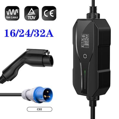 China Type 1 Portable Car CEE Plug 220V-240V Electric Vehicle 32A Level 2 EV Charger Cable SAE J1772 EV Charger Fill Level 2 for sale