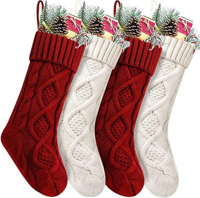 China Eco-friendly/BPA Free Christmas Stocking 4 Pack 18 Inch Christmas Stocking Knitted Stocking Decorations For Family Holiday Xmas Party Decor for sale