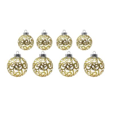 China Sleetly Luxury Eco - Friendly Christmas Tree Ball Ornaments Golden Swirl for sale