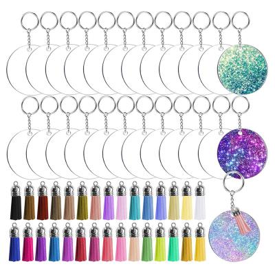 China Eco-friendly/BPA free cheap running round sublimation acrylic key chain custom acrylic key chain with key chain tassels for sale