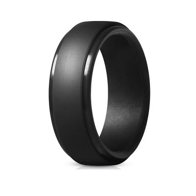 China 2021 Customs Eco-friendly/BPA Free Silicone Ring Step Edge Rubber Wedding Finger Bands Men Silicone Rings Breathable Wedding Bands for sale