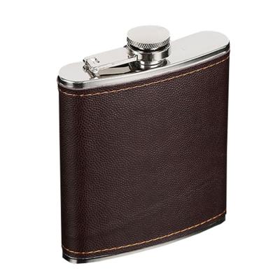 China Eco-friendly/BPA Free 2021 High Quality Vintage 6oz/7oz/8oz Mens Liquor Hip Flask Set Brown Black Leather Hip Flask for sale