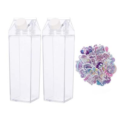 China 500ml Milk Cup BPA Free Plastic Portable Clear Sustainable Paperboard Square Plastic Water Bottle for sale