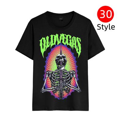 China High Quality Custom LOGO Graphic Printing Tshirt Mens 200Gsm 100%Cotton Anti-Wrinkle Skull Slim Fit T-shirt Men for sale