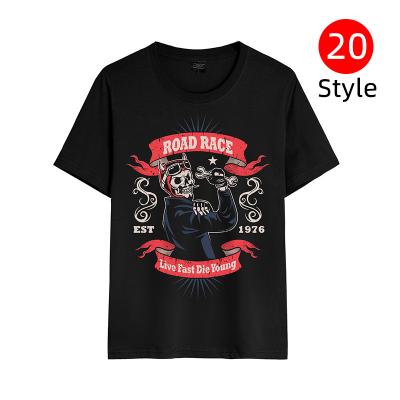 China Anti-Wrinkle 2021 Summer Skull LOGO Printing 100%Cotton High Quality Custom Unique Graphic Round Neck Short Sleeve Shirt For Men 100% Cotton for sale