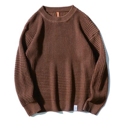 China Warm Knitted Oversized Crewneck Sweater Men's Sweaters Autumn Winter Solid Color Simple Anti-wrinkle Long Sleeve Men's Sweaters for sale