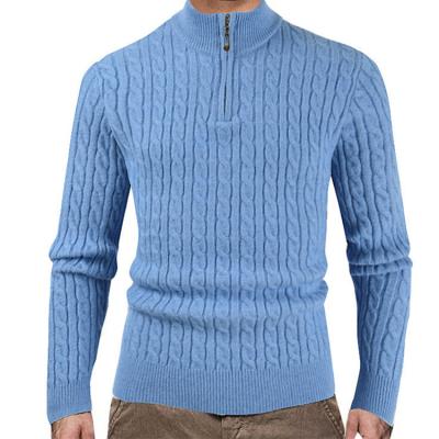 China 2021 Autumn And Winter New Self Crop Twisted Flower Zipper Sweater Men Anti-wrinkle Oversized Knit Turtle Neck Turtleneck Sweater for sale