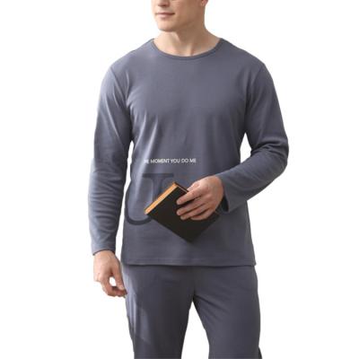 China Autumn New Casual Simple Long QUICK DRY Sleeved Round Neck Home Wear Loose Sets Wholesalers Men's Cotton Pajamas for sale