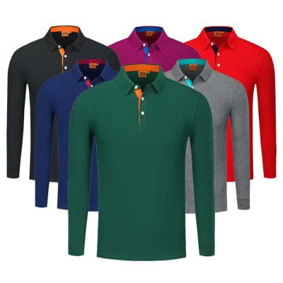 China Hot Selling Anti-wrinkle New Design Fashion Casual Men Long Sleeve Polo Shirt 100% Cotton Plain Mens T-shirts Golf for sale