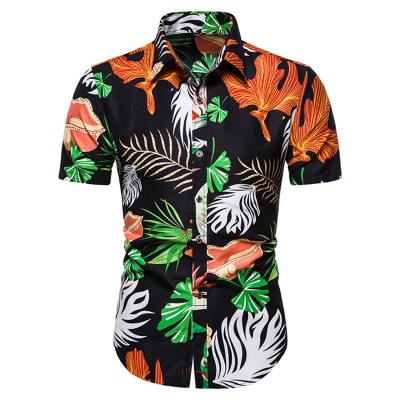 China TS73 Custom Summer Hawaiian Beach Anti-pilling Casual Short Sleeve Designer Printing Shirt Men for sale