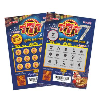 China High Quality Wholesale Lottery Printing Double Color Print Scratch Off Lottery Card for sale