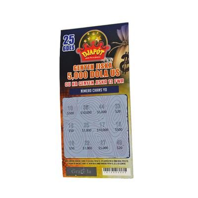 China Custom Lottery OEM Factory Cmyk Scratch Lottery Tickets Printing Design for sale