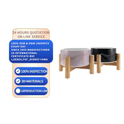 China Factory Price Contemporary High Quality Standing Type Wooden Pet Bowl Storage Rack for sale