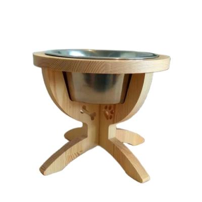 China Multi-size Sustainable Selection Feeding Bowl Premium Supplies Wooden Pet Bowl Holder for sale