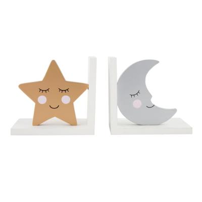 China Europe Star Moon Shape Decoration Desktop Wood Material Opens Wooden Book Stand for sale