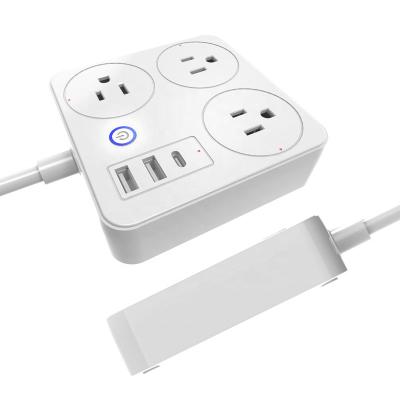 China Residential / General-Purpose Tuya APP Remote Voice Control Surge Protector WiFi Smart Power Strip With 3 Extension Sockets 2 USB 1 Type C Charging Ports for sale