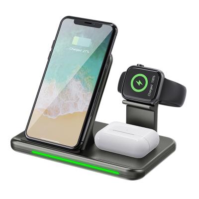 China New 15W Qi Wireless Dock Quick Released Watch Charger Station 4 in 1 Wireless Charger Stand for sale