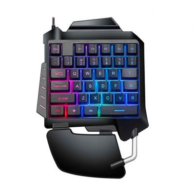 China Amazon Optical Popular Mini One Handed Keyboard Colorful RGB Gaming Wired Keyboard For Mobile Phones Laptops for sale