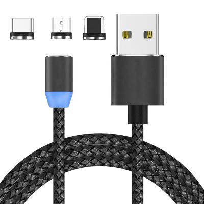 China Types of Mobile Phone Phone Accessories Usb Data Cable Mobile Magnetic Usb Micro Braided Cable 3 in 1 Charger Cable for sale