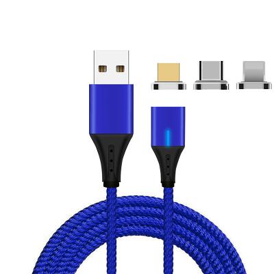 China Mobile Phone On Usb Cable Current Magnetic Type-c 3 In 1 Magnetic Charger Braided Charging No Data Magnet Usb Cable for sale