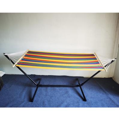 China Modern Hot Sale Camping Hammocks With Metal Stand Outdoor Hanging Hammock Swing Chair Portable With Wooden Free Standing for sale