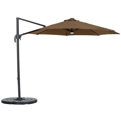 China Modern 10ft Alum Roma Umbrella with Solar Light Luxury Outdoor Hanging Umbrella Around Cantilever Umbrella with 360 Degree Rotation for sale