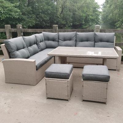 China Hot Sale Modern Outdoor Furniture 9 Seater Garden Sofa Set Rattan Outdoor Sofa Set Modern European Style Wicker Dining Set for sale