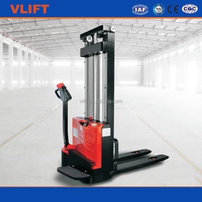 China 1.2 Ton Electric Stacker Lifting Height 3000mm With Foot Pedal 210x70mm for sale