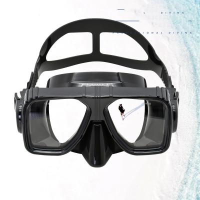 China Snorkeling Swimming Diving Round Black White Diving Mask With Oxygen Scuba Frameless Snorkeling Set For Adult Masks Freediving Snorkel Tempered Glass for sale