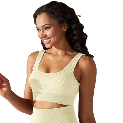 China Breathable OEM Custom Activewear Seamless Yoga Wear Shock-proof Running Fitness Vest Sports Bra for Women for sale