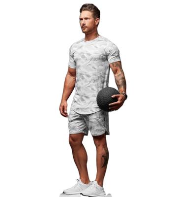 China QUICK DRY Mens Short Sleeve T Shirt For Men Summer Fitness Shorts Casual Camouflage Muscle Sportswear Gym Fitness Sets for sale