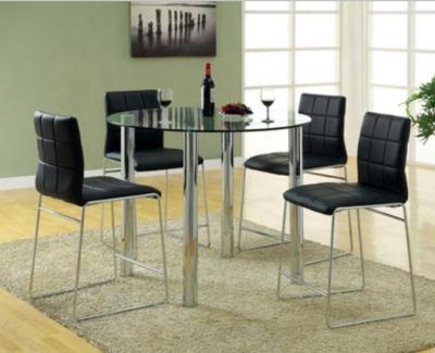 China Modern Modern Black 5 Piece Height Counter Around Glass Dining Table And Chair Set for sale