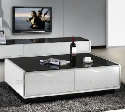 China Modern White High Gloss PANEL MDF Coffee Table With Tempered Glass for sale