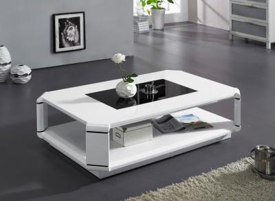 China Modern High Gloss PANEL MDF Coffee Table With Curved Brace for sale