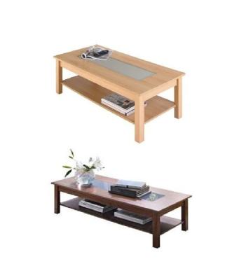 China PANEL wood coffee table - beech or walnut wood and milky glass for sale