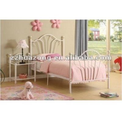 China PRINCESS STYLE GIRLS KIDS TWIN METAL FRAME MODERN MODERN WHITE STEEL PLATFORM BED for sale