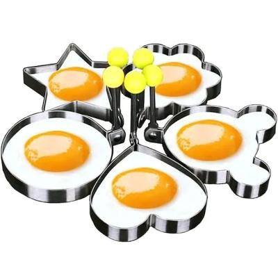 China Viable Frying Egg Cooking Tools 5 Piece Set Fried Egg Mold Shaped Omelet Mold Pancake Rings for sale