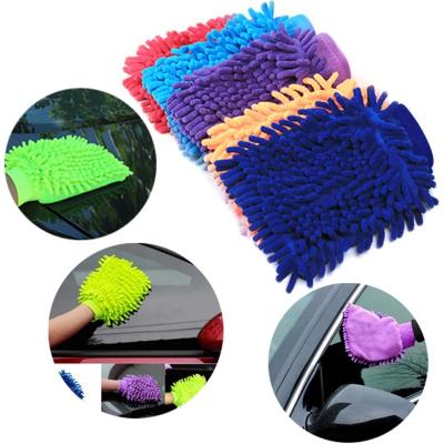 China Car Chenille Cleaning Single Sided Car Wash Mopping Gloves for sale