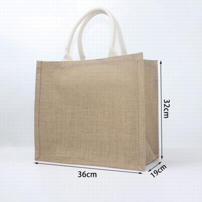 China Waterproof Burlap Tote Bag Laminated Interior Large Waterproof Jute Bags Tote Beach Bags for Mother Teacher Bridesmaid Wedding Shopping for sale