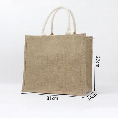 China Waterproof Burlap Tote Bag Jute Hassian Straw Tote Bag Waterproof Beach Bag for sale