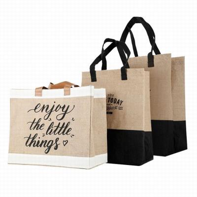 China Waterproof Custom Your Own Design Eco Printing Logo Jute Burlap Canvas Shopping Reusable Foldable Foldable Jute Bag Tote for sale