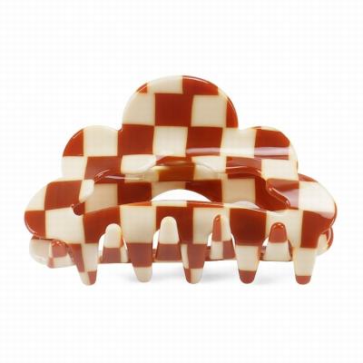 China Smart Daily Decoration Hair Claw Clips Turtle Barrettes Checked Hair Clips Fashion Hair Clips for sale