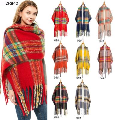 China New Custom Made Eco-Friendly Autumn Shawl Winter Versatile Plaid Scarf Female Fashion Thickened Warm Soft Scarf for sale