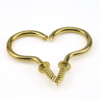 China Factory Supply Direct Brass Color Zinc Hook Tapping Screws J Shape Screw In Hooks for sale