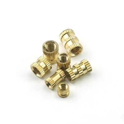 China Heavy Industry Nickel Plated Copper Brass Knurled Nut OT Sale Knurling Insert Threaded Brass Copper Nut For Injection Molding for sale